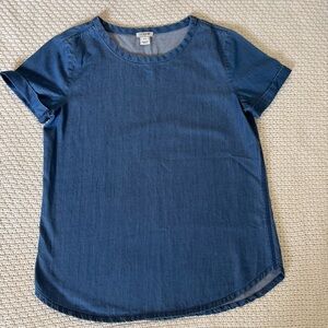 J. Crew Factory Short Sleeved Chambray Shirt, Size XXS